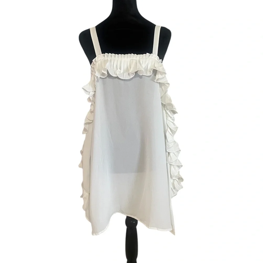 New Pretty Angel White Baby doll dress, Tunic,Open shoulder,Ruffle,Medium - Picture 9 of 10